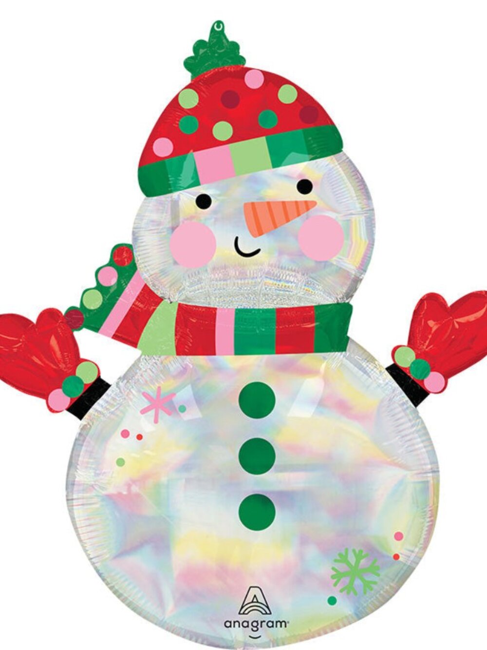 ☀️ 31" Holographic Supershape Shimmering Iridescent Snowman Foil Balloon